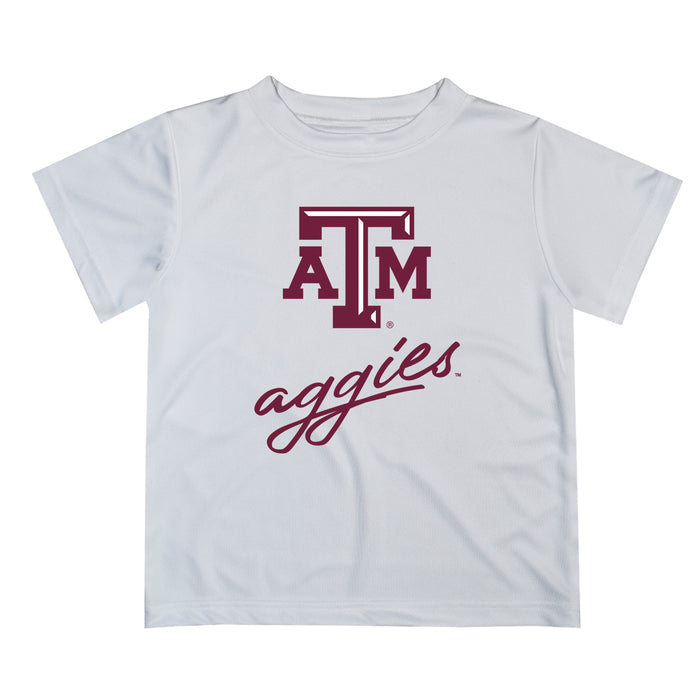 Texas A&M Aggies Vive La Fete Script V1 White Short Sleeve Tee Shirt