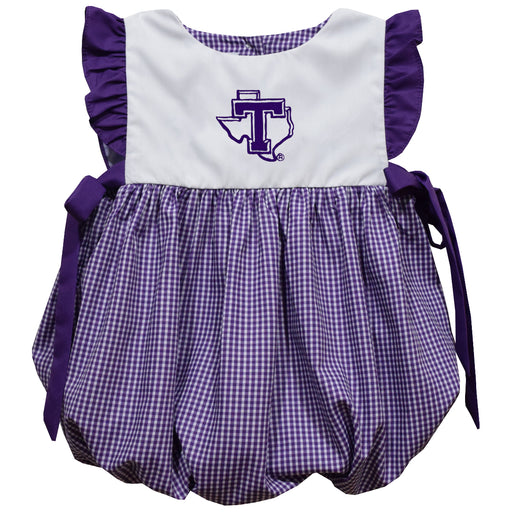 Tarleton State University Embroidered Purple Gingham Girls Bubble