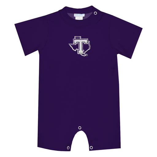 Tarleton State University Embroidered Purple Knit Short Sleeve Boys Romper