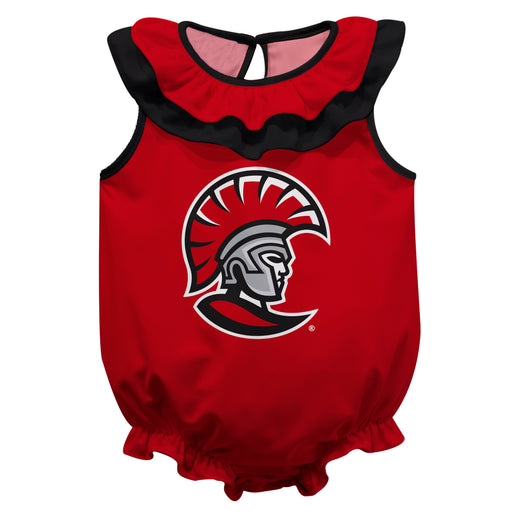 Tampa Spartans Red Sleeveless Ruffle Onesie Logo Bodysuit by Vive La Fete