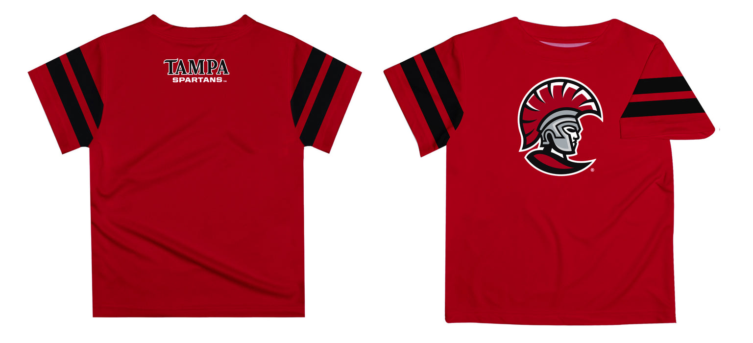 Tampa Spartans Vive La Fete Boys Game Day Red Short Sleeve Tee with Stripes on Sleeves - Vive La Fête - Online Apparel Store