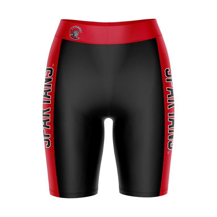 Tampa Spartans Vive La Fete Game Day Logo on Waistband and Red Stripes Black Women Bike Short 9 Inseam"
