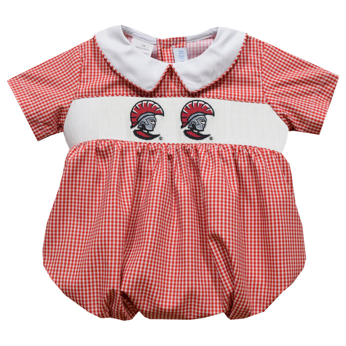 University of Tampa Spartans Smocked Red Gingham Short Sleeve Boys Bubble