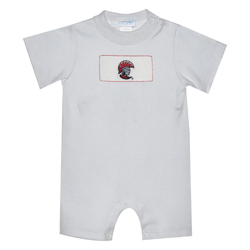 Tampa Spartans Smocked White Knit Short Sleeve Boys Romper
