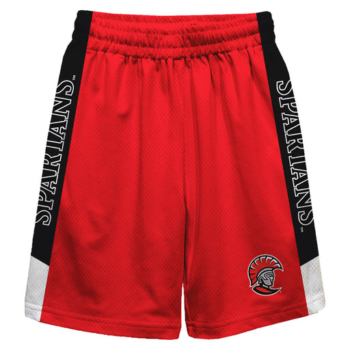 Tampa Spartans Vive La Fete Game Day Red Stripes Boys Solid Black Athletic Mesh Short