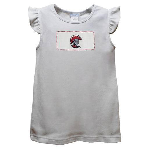 Tampa Spartans Smocked White Knit Angel Wing Sleeves Girls Tshirt