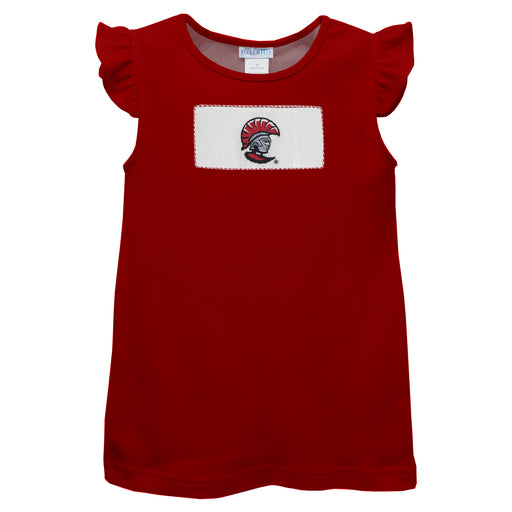 Tampa Spartans Smocked Red  Knit Angel Wing Sleeves Girls Tshirt