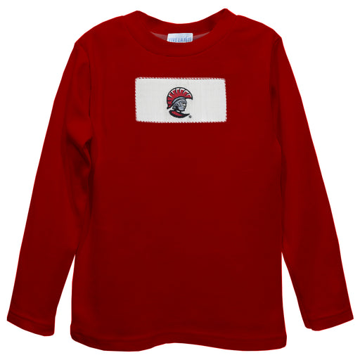 Tampa Spartans Smocked Red Knit Long Sleeve Boys Tee Shirt