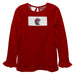 Tampa Spartans  Smocked Red  Knit Ruffle Long Sleeve Girls Tshirt