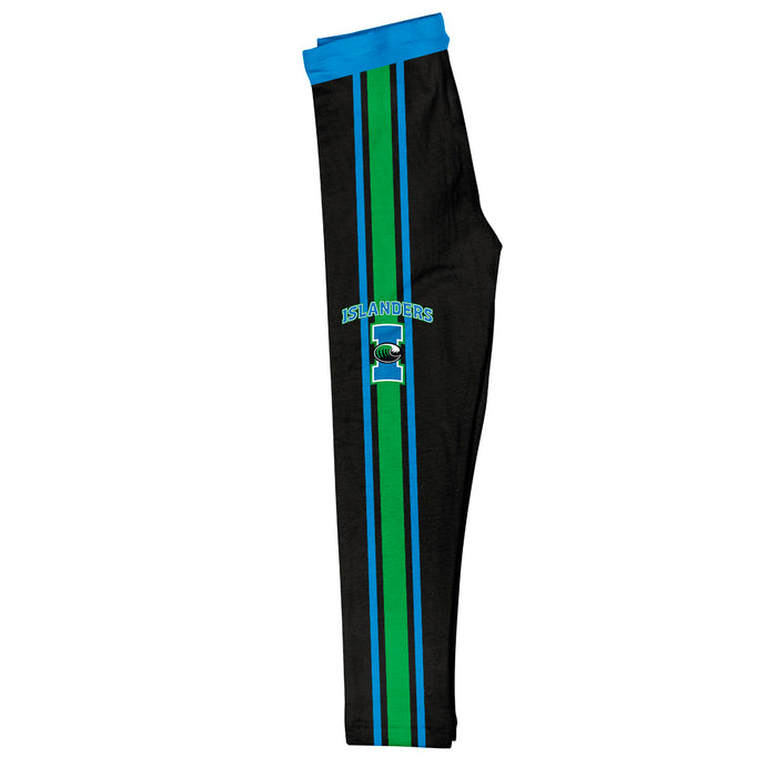 Texas A&M Corpus Christi Islanders TAMU-CC Vive La Fete Girls Game Day Black with Blue Stripes Leggings Tights