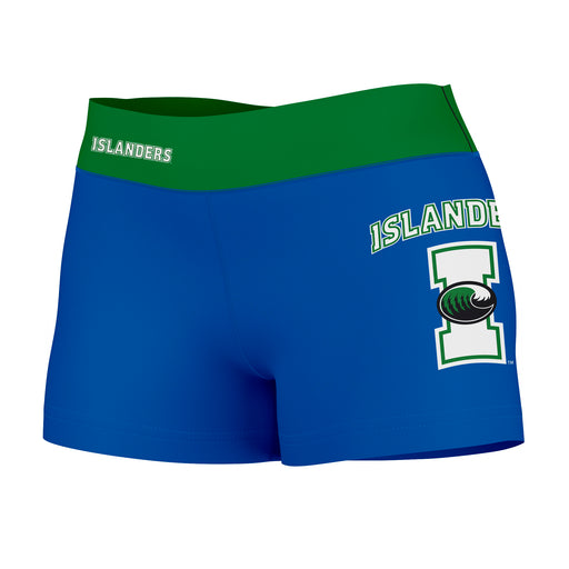 Texas A&M Islanders Vive La Fete Logo on Thigh & Waistband Blue Green Women Yoga Booty Workout Shorts 3.75 Inseam"