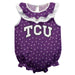 TCU Horned Frogs Swirls Purple Sleeveless Ruffle Onesie Logo Bodysuit