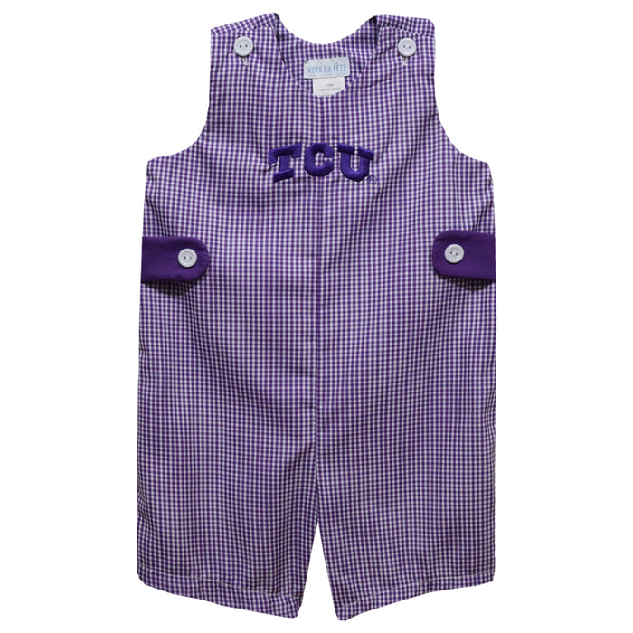 TCU Horned Frogs Embroidered Purple Gingham Jon Jon
