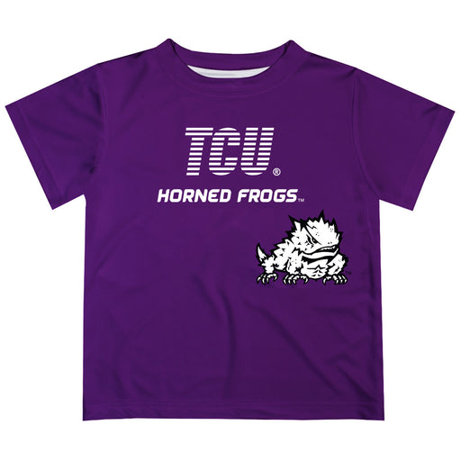TCU Honed Frogs Solid Stripped Logo Purple Short Sleeve Tee Shirt - Vive La Fête - Online Apparel Store