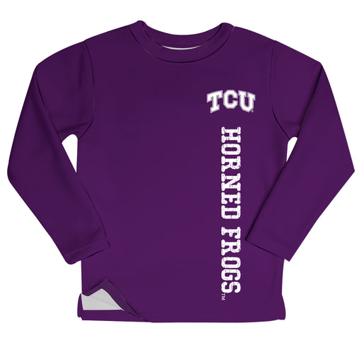 TCU Honed Frogs Logo Purple Long Sleeve Fleece Sweatshirt Side Vents - Vive La Fête - Online Apparel Store