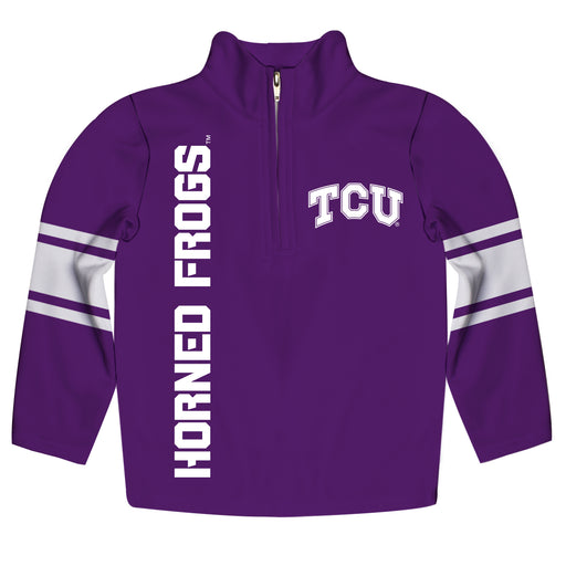 TCU Stripes Purple Long Sleeve Quarter Zip Sweatshirt - Vive La Fête - Online Apparel Store