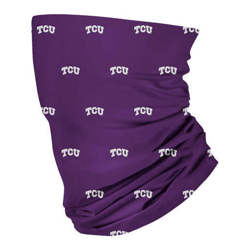 TCU Horned Frogs Vive La Fete All Over Logo Game Day Collegiate Face Cover Soft 4-Way Stretch Two Ply Neck Gaiter - Vive La Fête - Online Apparel Store