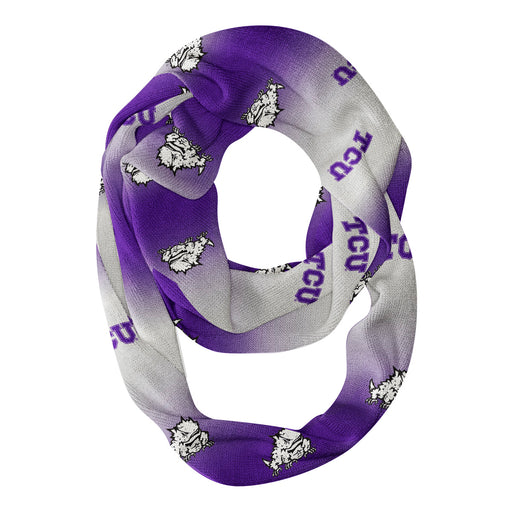 TCU Horned Frogs Vive La Fete All Over Logo Game Day Collegiate Women Ultra Soft Knit Infinity Scarf