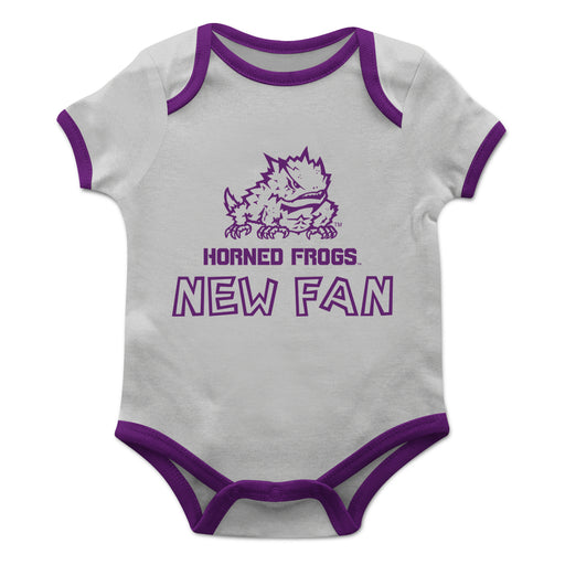 TCU Horned Frogs Vive La Fete Infant Game Day Gray Short Sleeve Onesie New Fan Logo and Mascot Bodysuit