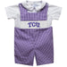 TCU Horned Frogs Smocked Purple Gingham Jon Jon And Short sleeve White Shirt