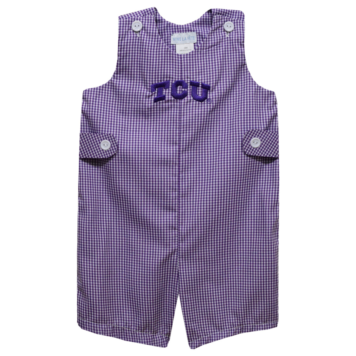 TCU Hornerd Frogs Embroidered Purple Gingham Boys Jon Jon — Vive