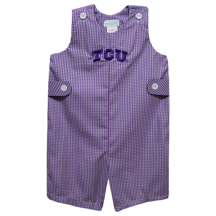 TCU Hornerd Frogs Embroidered Purple Gingham Boys Jon Jon