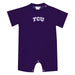 TCU Horned Frogs Embroidered Purple Knit Short Sleeve Boys Romper