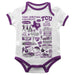 TCU Horned Frogs Hand Sketched Vive La Fete Impressions Artwork Infant White Short Sleeve Onesie Bodysuit