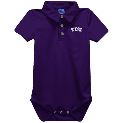 Texas Christian Horned Frogs Embroidered Purple Solid Knit Polo Onesie