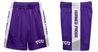 TCU Horned Frogs Vive La Fete Game Day Purple Stripes Boys Solid White Athletic Mesh Short - Vive La Fête - Online Apparel Store