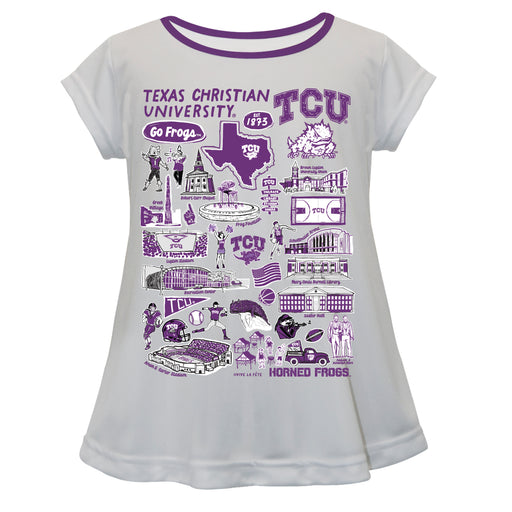 TCU Horned Frogs Hand Sketched Vive La Fete Impressions Artwork Gray Short Sleeve Top