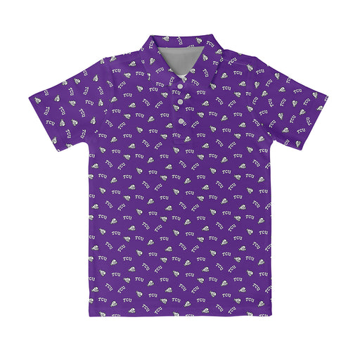 TCU Horned Frogs Vive La Fete Repeat Logo Purple Short Sleeve Polo Shirt