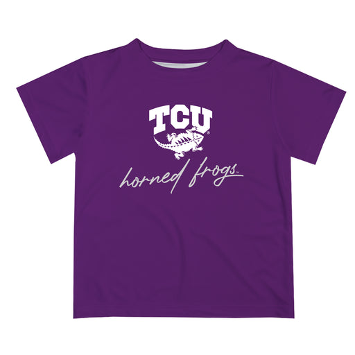 TCU Horned Frogs Vive La Fete Script V1 Purple Short Sleeve Tee Shirt
