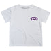 TCU Horned Frogs Hand Sketched Vive La Fete Impressions Artwork Boys White Short Sleeve Tee Shirt