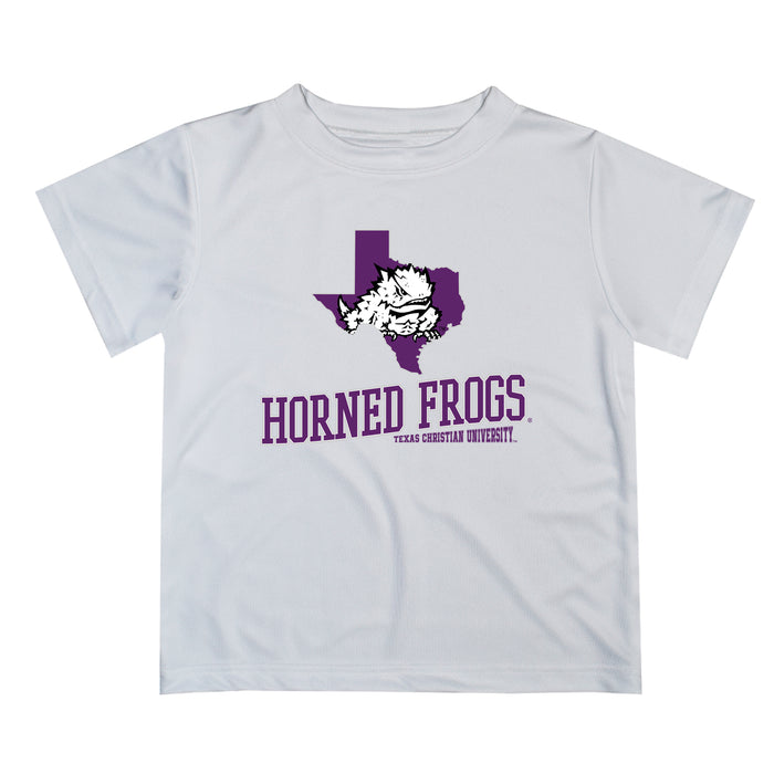 TCU Horned Frogs Vive La Fete State Map White Short Sleeve Tee Shirt