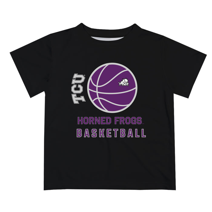 TCU Horned Frogs Vive La Fete Basketball V1 Black Short Sleeve Tee Shirt
