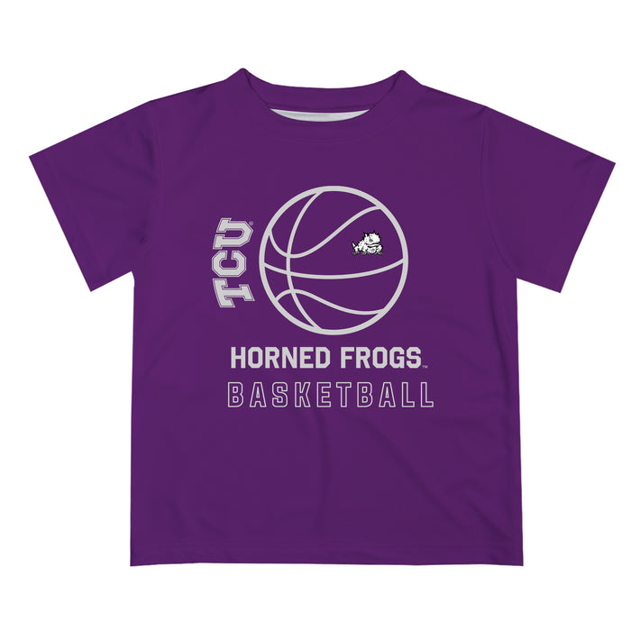 TCU Horned Frogs Vive La Fete Basketball V1 Purple Short Sleeve Tee Shirt