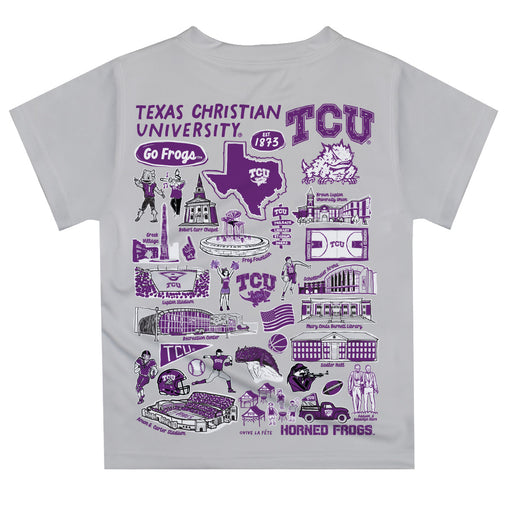 TCU Horned Frogs Hand Sketched Vive La Fete Impressions Artwork Boys Gray Short Sleeve Tee Shirt - Vive La Fête - Online Apparel Store