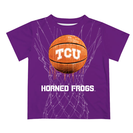 TCU Horned Frogs Original Dripping Basketball Purple T-Shirt by Vive La Fete