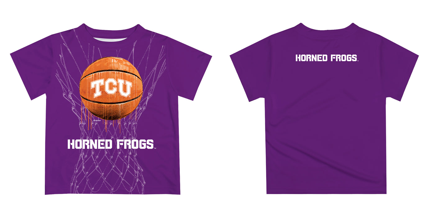 TCU Horned Frogs Original Dripping Basketball Purple T-Shirt by Vive La Fete - Vive La Fête - Online Apparel Store