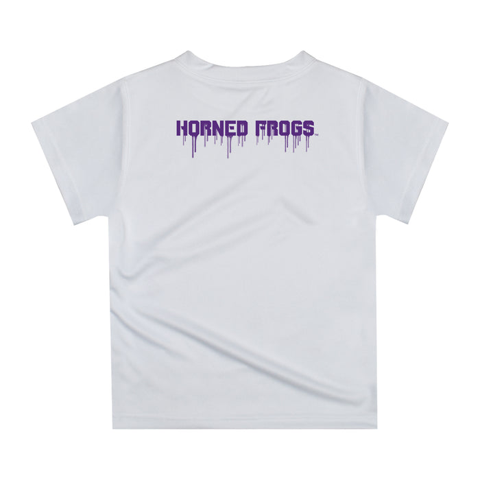 TCU Horned Frogs Original Dripping Baseball Helmet White T-Shirt by Vive La Fete - Vive La Fête - Online Apparel Store