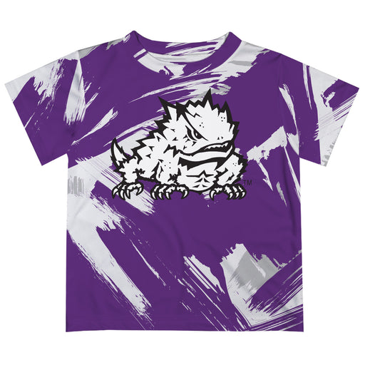 TCU Horned Frogs Vive La Fete Boys Game Day Purple Short Sleeve Tee Paint Brush