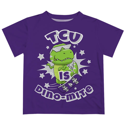 TCU Horned Frogs Vive La Fete Dino-Mite Boys Game Day Purple Short Sleeve Tee