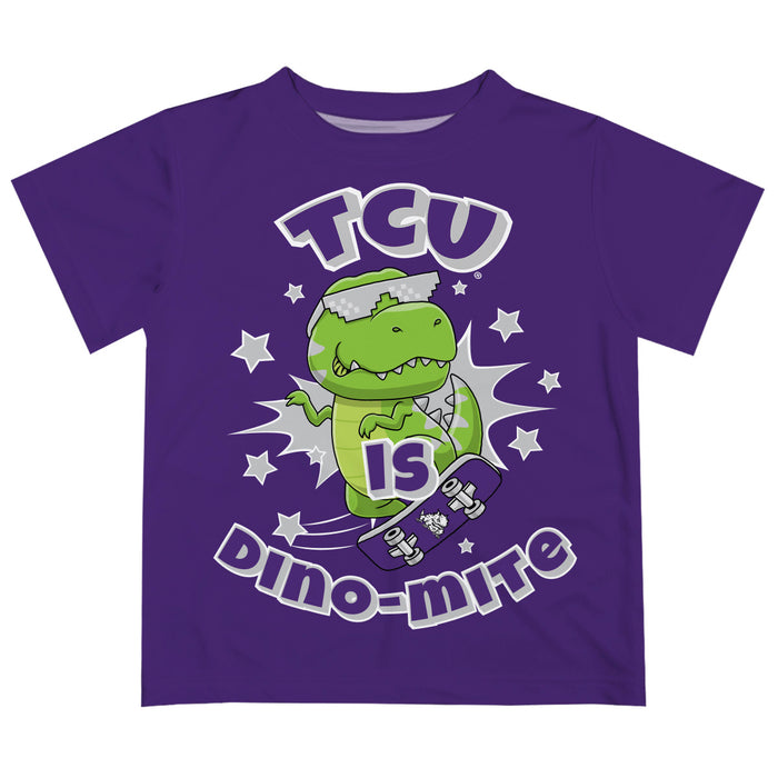 TCU Horned Frogs Vive La Fete Dino-Mite Boys Game Day Purple Short Sleeve Tee