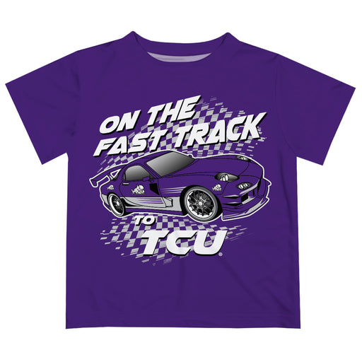 TCU Horned Frogs Vive La Fete Fast Track Boys Game Day Purple Short Sleeve Tee