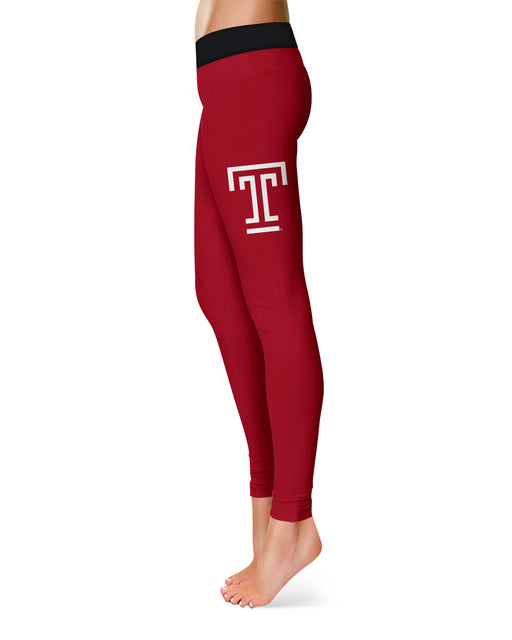 Temple University Owls TU Vive La Fete Game Day Collegiate Logo on Thigh Red Women Yoga Leggings 2.5 Waist Tights" - Vive La Fête - Online Apparel Store