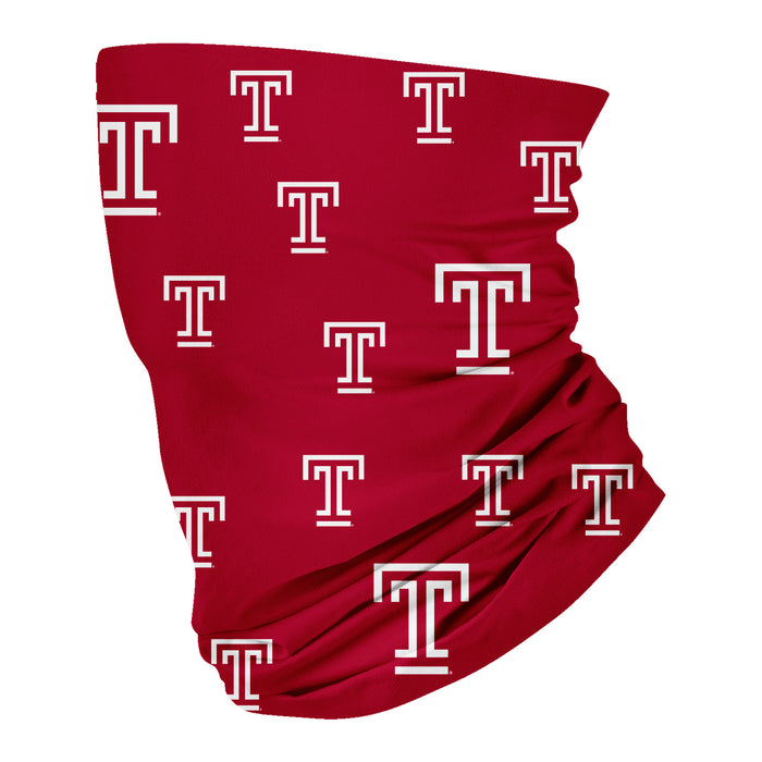 Temple University Owls TU Vive La Fete All Over Logo Game Day Collegiate Face Cover Soft 4-Way Stretch Neck Gaiter - Vive La Fête - Online Apparel Store