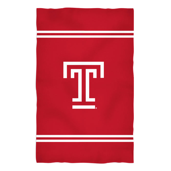 Temple University Owls TU Vive La Fete Game Day Absorvent Premium Red Beach Bath Towel 51 x 32" Logo and Stripes" - Vive La Fête - Online Apparel Store