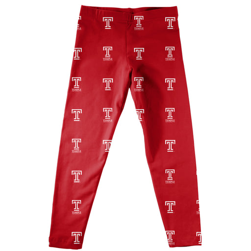 Temple Owls TU Vive La Fete Girls Game Day All Over Logo Elastic Waist Classic Play Red Leggings Tights - Vive La Fête - Online Apparel Store