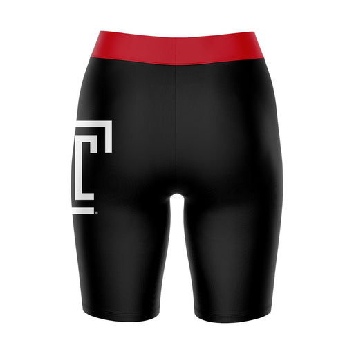 Temple Owls TU Vive La Fete Game Day Logo on Thigh and Waistband Black and Red Women Bike Short 9 Inseam" - Vive La Fête - Online Apparel Store
